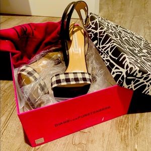 DVF black and white high heels